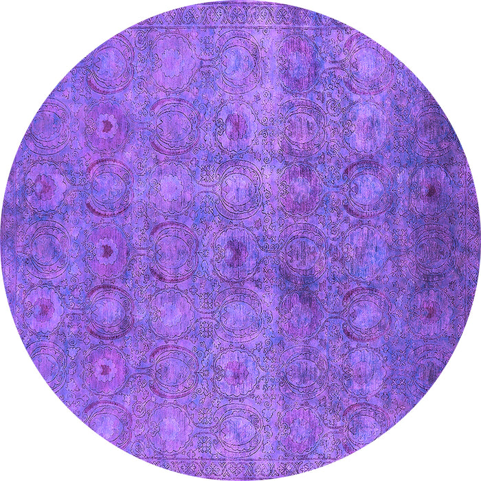 Round Machine Washable Persian Purple Bohemian Area Rugs, wshurb2725pur