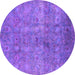 Round Machine Washable Persian Purple Bohemian Area Rugs, wshurb2725pur