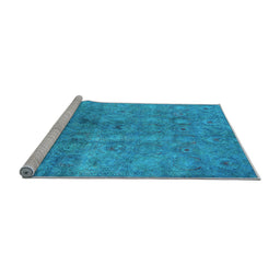 Sideview of Machine Washable Persian Light Blue Bohemian Rug, wshurb2725lblu