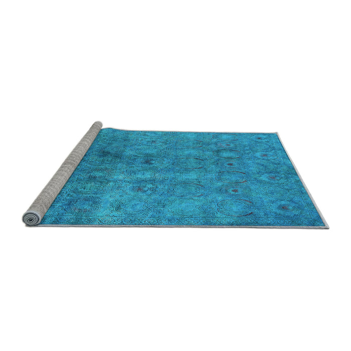 Sideview of Machine Washable Persian Light Blue Bohemian Rug, wshurb2725lblu