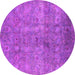 Round Machine Washable Persian Pink Bohemian Rug, wshurb2725pnk