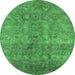 Round Persian Emerald Green Bohemian Rug, urb2725emgrn