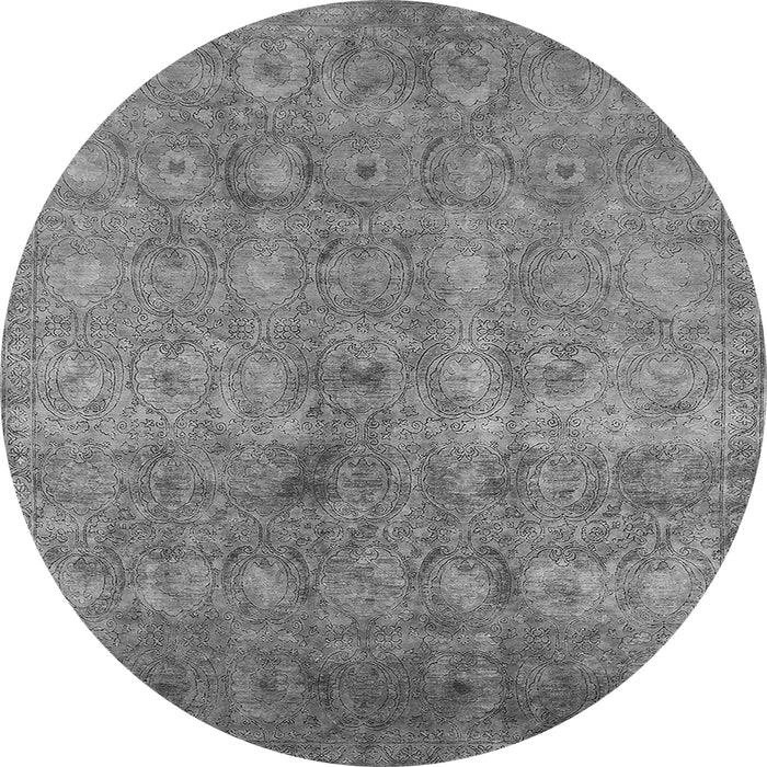 Round Machine Washable Persian Gray Bohemian Rug, wshurb2725gry