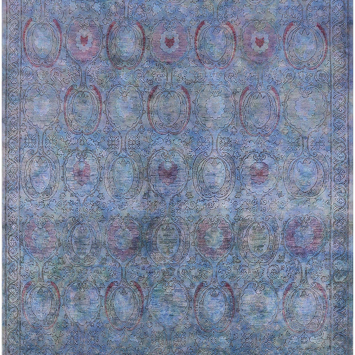 Mid-Century Modern Azure Blue Persian Rug, urb2725