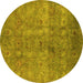 Round Persian Yellow Bohemian Rug, urb2725yw