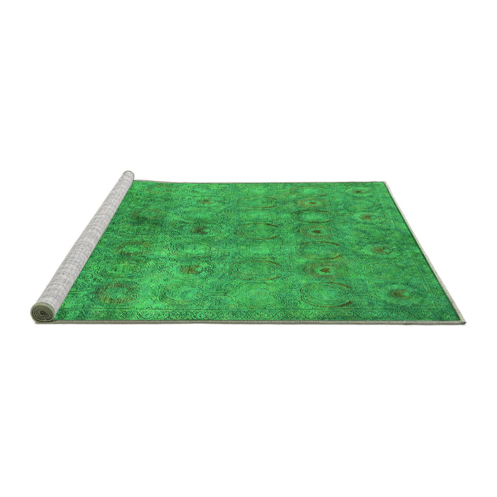 Sideview of Machine Washable Persian Green Bohemian Area Rugs, wshurb2725grn