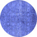 Round Persian Blue Bohemian Rug, urb2725blu