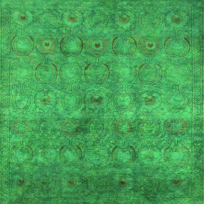 Square Machine Washable Persian Green Bohemian Area Rugs, wshurb2725grn