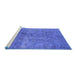 Sideview of Machine Washable Persian Blue Bohemian Rug, wshurb2725blu