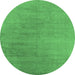 Round Oriental Emerald Green Industrial Rug, urb2726emgrn