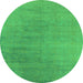 Round Oriental Green Industrial Rug, urb2726grn