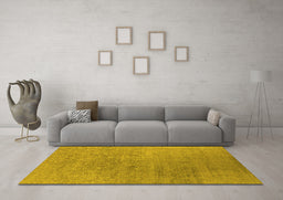 Machine Washable Oriental Yellow Industrial Rug in a Living Room, wshurb2726yw