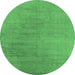 Round Machine Washable Oriental Emerald Green Industrial Area Rugs, wshurb2726emgrn