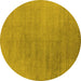 Round Oriental Yellow Industrial Rug, urb2726yw