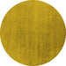 Round Machine Washable Oriental Yellow Industrial Rug, wshurb2726yw