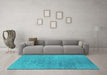Machine Washable Oriental Turquoise Industrial Area Rugs in a Living Room,, wshurb2726turq