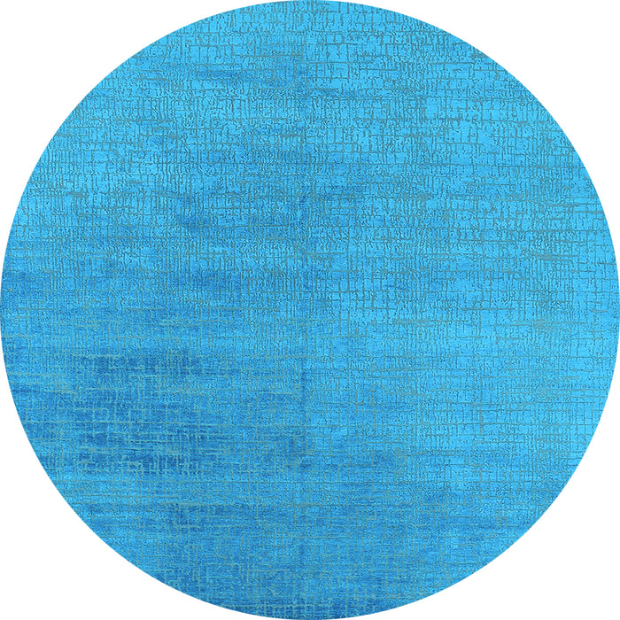 Round Machine Washable Oriental Light Blue Industrial Rug, wshurb2726lblu