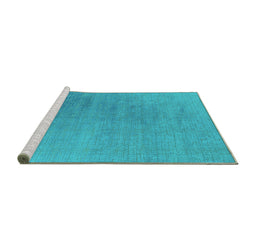 Sideview of Machine Washable Oriental Turquoise Industrial Area Rugs, wshurb2726turq