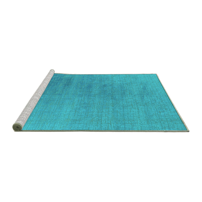 Sideview of Machine Washable Oriental Turquoise Industrial Area Rugs, wshurb2726turq