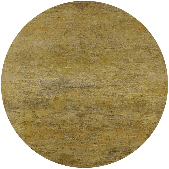 Round Mid-Century Modern Dark Bisque Brown Oriental Rug, urb2727