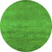 Round Oriental Green Industrial Rug, urb2727grn