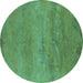 Round Oriental Turquoise Industrial Rug, urb2727turq