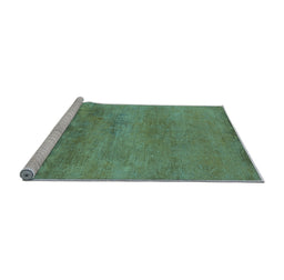 Sideview of Machine Washable Oriental Light Blue Industrial Rug, wshurb2727lblu