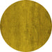 Round Oriental Yellow Industrial Rug, urb2727yw