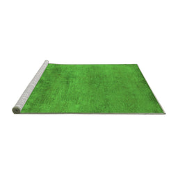 Sideview of Machine Washable Oriental Green Industrial Area Rugs, wshurb2727grn