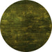 Round Machine Washable Oriental Green Industrial Area Rugs, wshurb2728grn