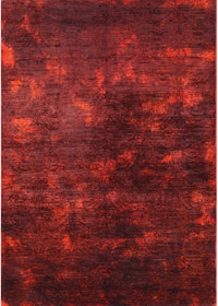 Machine Washable Industrial Modern Red Rug, wshurb2728