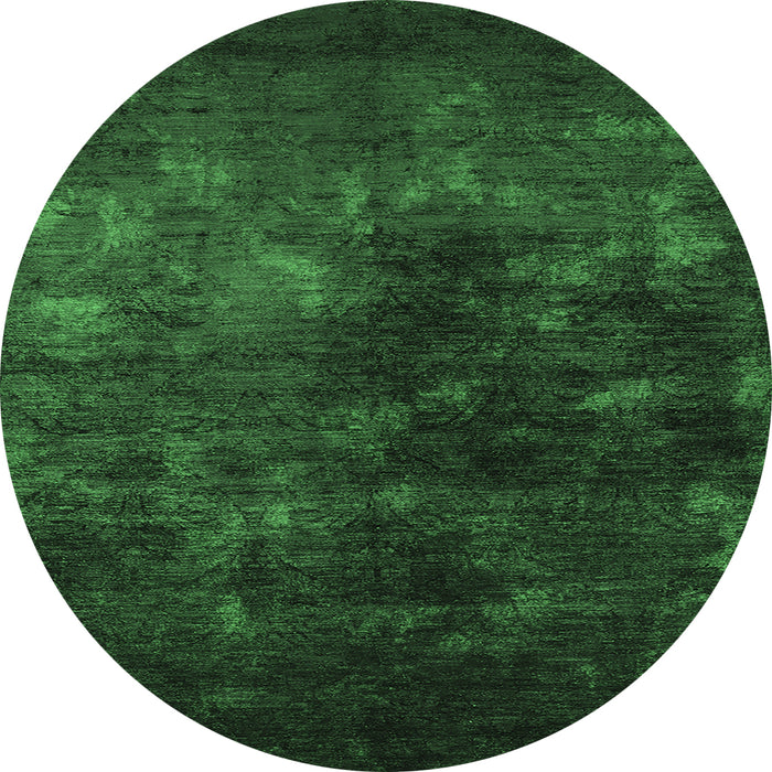 Round Machine Washable Oriental Emerald Green Industrial Area Rugs, wshurb2728emgrn