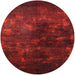 Round Machine Washable Industrial Modern Red Rug, wshurb2728