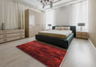 Mid-Century Modern Red Oriental Rug in a Bedroom, urb2728