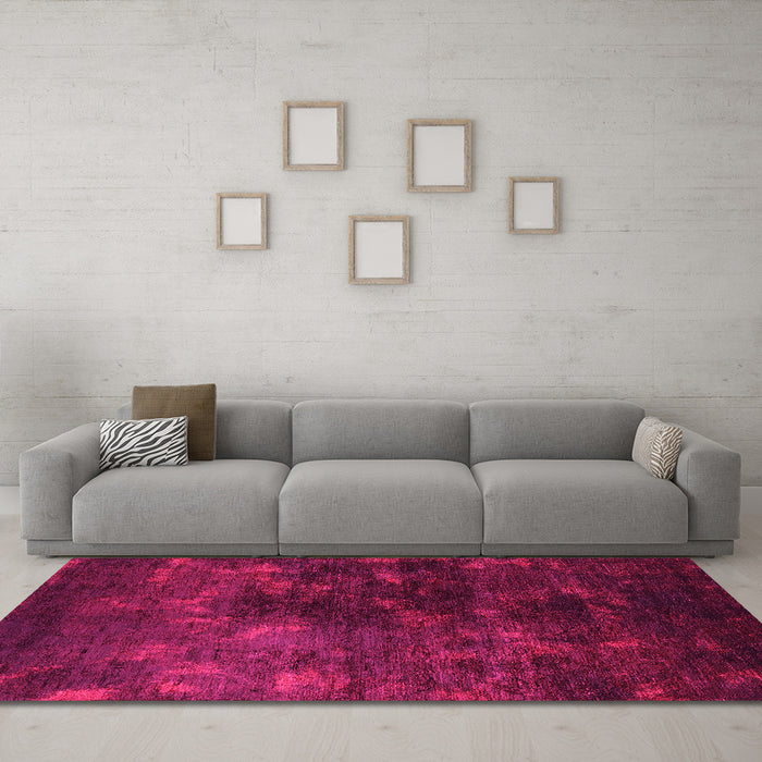 Machine Washable Oriental Pink Industrial Rug in a Living Room, wshurb2728pnk