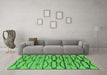 Machine Washable Oriental Green Industrial Area Rugs in a Living Room,, wshurb2729grn