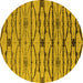 Round Machine Washable Oriental Yellow Industrial Rug, wshurb2729yw