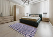 Mid-Century Modern Lilac Purple Oriental Rug in a Bedroom, urb2729