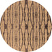 Round Oriental Brown Industrial Rug, urb2729brn