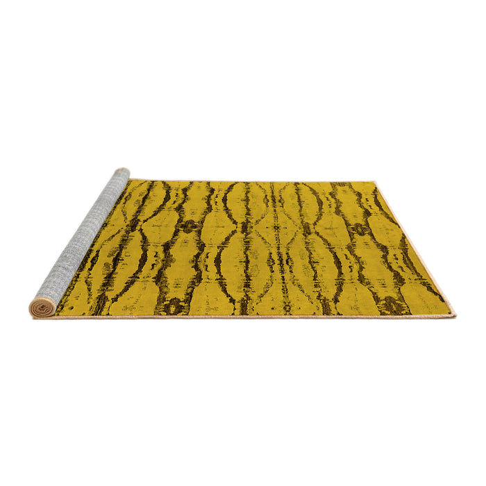 Sideview of Machine Washable Oriental Yellow Industrial Rug, wshurb2729yw