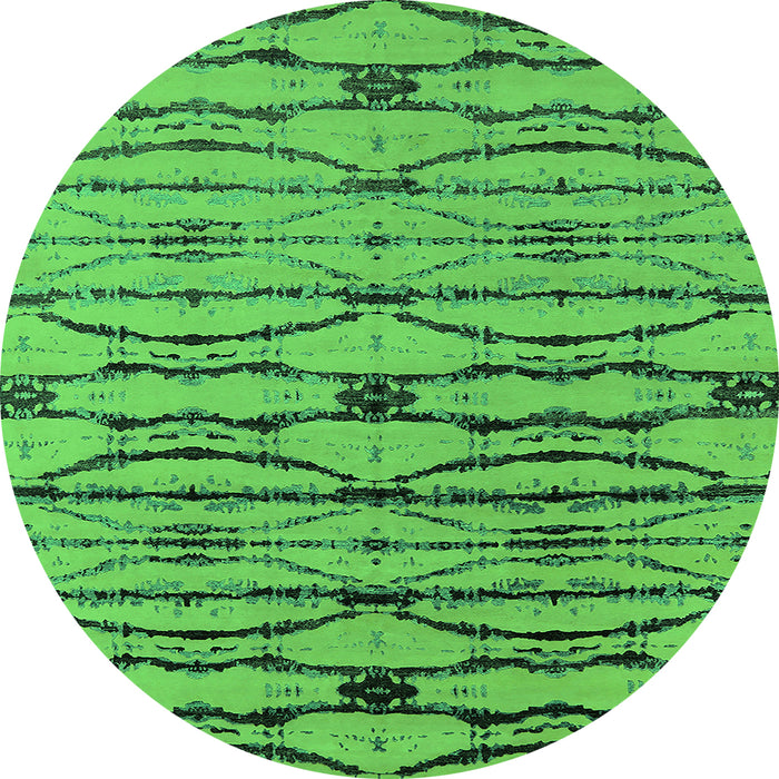Round Oriental Green Industrial Rug, urb2729grn