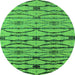 Round Oriental Green Industrial Rug, urb2729grn