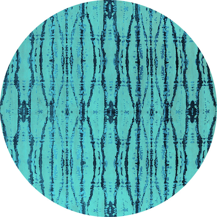 Round Oriental Turquoise Industrial Rug, urb2729turq