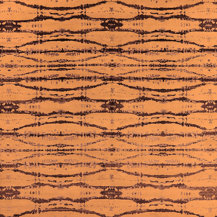 Square Machine Washable Oriental Orange Industrial Area Rugs, wshurb2729org