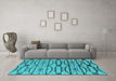 Machine Washable Oriental Turquoise Industrial Area Rugs in a Living Room,, wshurb2729turq