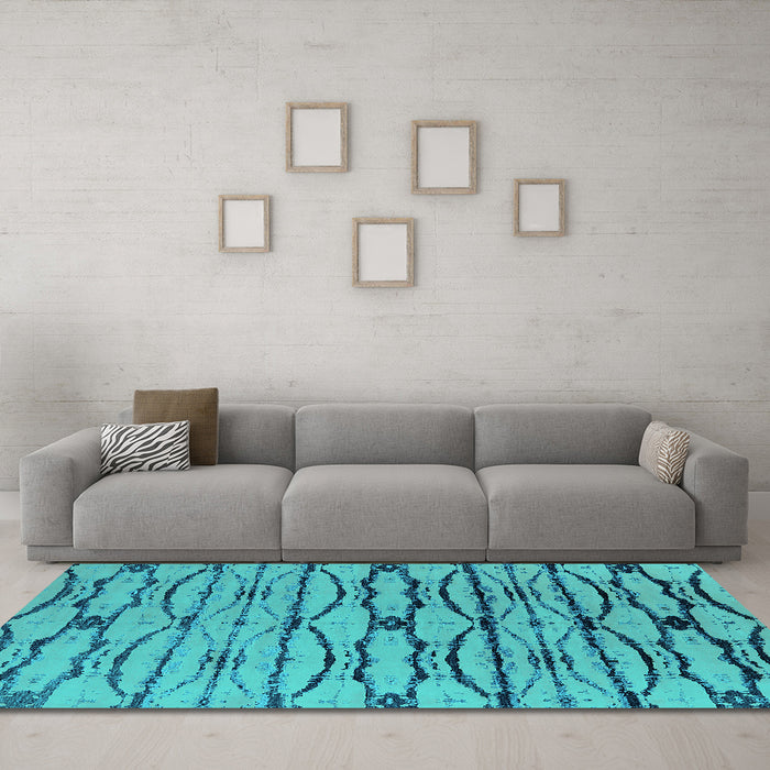 Machine Washable Oriental Turquoise Industrial Area Rugs in a Living Room,, wshurb2729turq