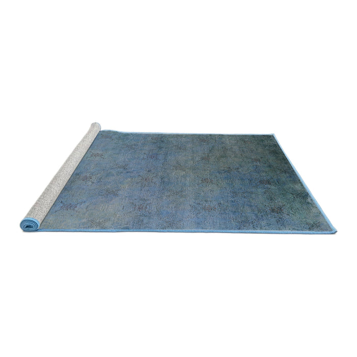 Sideview of Machine Washable Industrial Modern Koi Blue Rug, wshurb2730