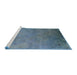 Sideview of Machine Washable Industrial Modern Koi Blue Rug, wshurb2730