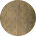 Round Oriental Brown Industrial Rug, urb2730brn