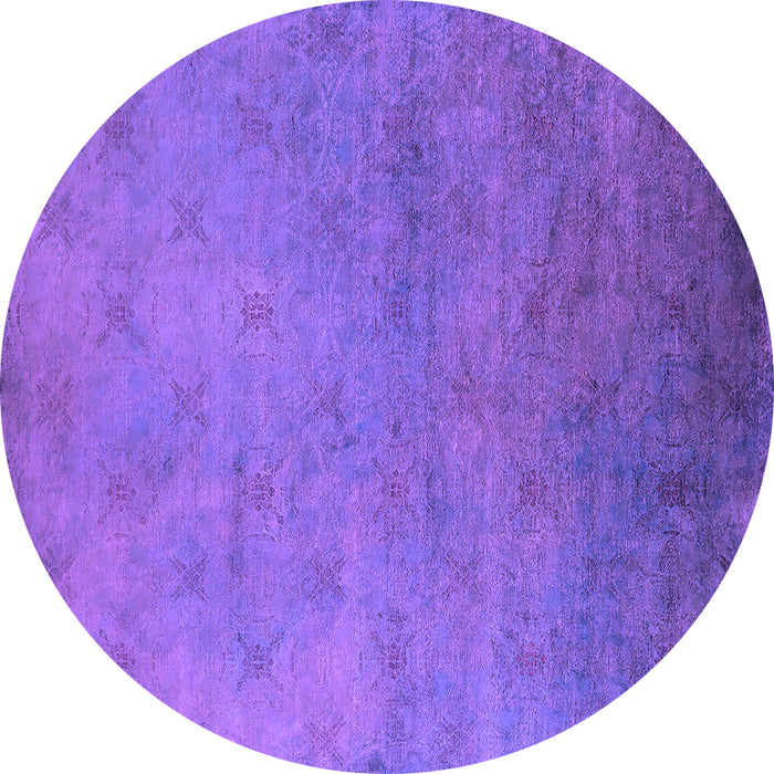 Round Machine Washable Oriental Purple Industrial Area Rugs, wshurb2730pur